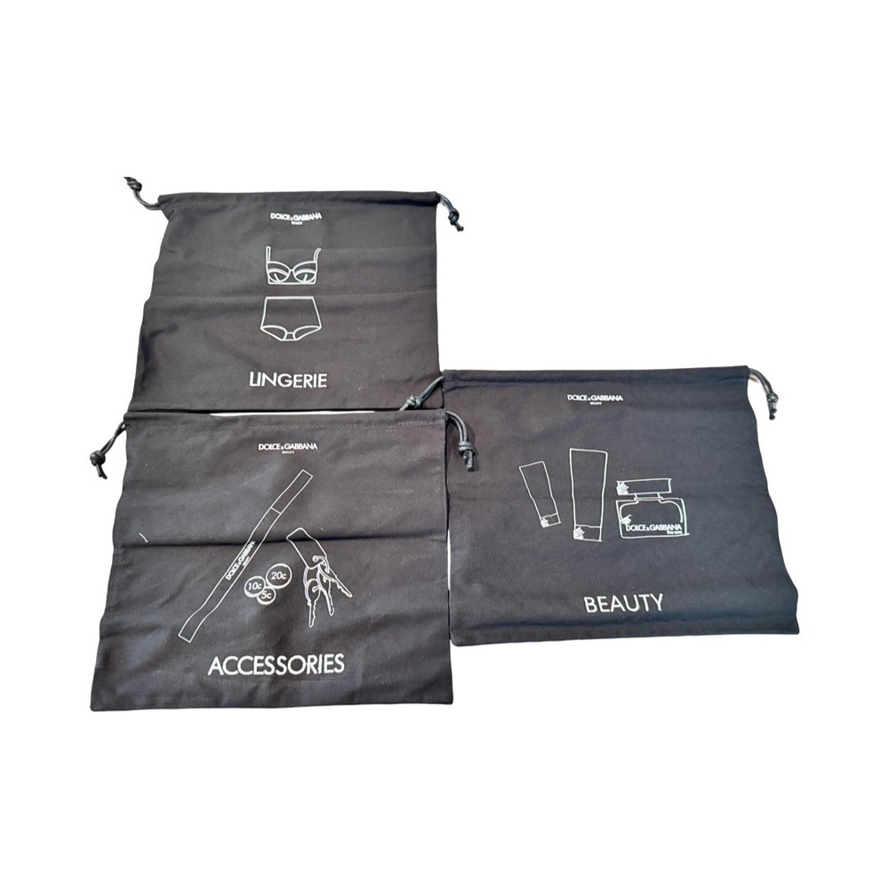 Dolce & Gabbana Beauty 3pc Travel Pouch Set Lingerie Accessories Beauty Black
